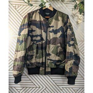 IZZUE IZ-XO4-ARMY Men's Camo Army Jacket Bomber Green Zip Cotton Size Large